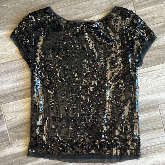 Ann Taylor Loft Black Sequin Top - Picture 3 of 5